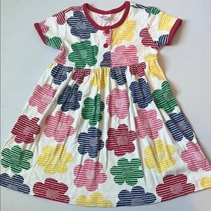 Hannah White Dress with Multicolor Floral Print (red, pink, green, blue, yellow)